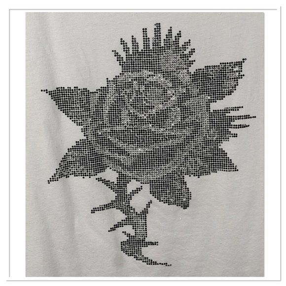 Ed Hardy by Christian Audigier Raw Neck Rose Embellished Cotton T Shirt Sz M - Picture 3 of 9